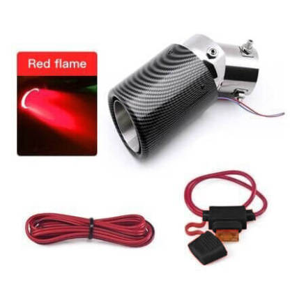 🚗 KOŃCÓWKI Z WŁÓKNA WĘGLOWEGO MODYFIKOWANE LED FLAMING LUMINOUS UNIVERSAL CAR💥