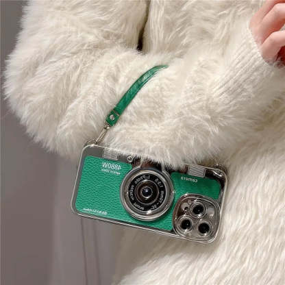 ETUI NA TELEFON Z KAMEREM GRAFICZNYM 3D RETRO PU SKÓRZONY PASEK IPHONE
