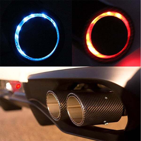 🚗 KOŃCÓWKI Z WŁÓKNA WĘGLOWEGO MODYFIKOWANE LED FLAMING LUMINOUS UNIVERSAL CAR💥