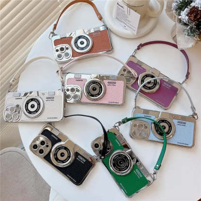 ETUI NA TELEFON Z KAMEREM GRAFICZNYM 3D RETRO PU SKÓRZONY PASEK IPHONE