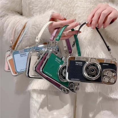 ETUI NA TELEFON Z KAMEREM GRAFICZNYM 3D RETRO PU SKÓRZONY PASEK IPHONE