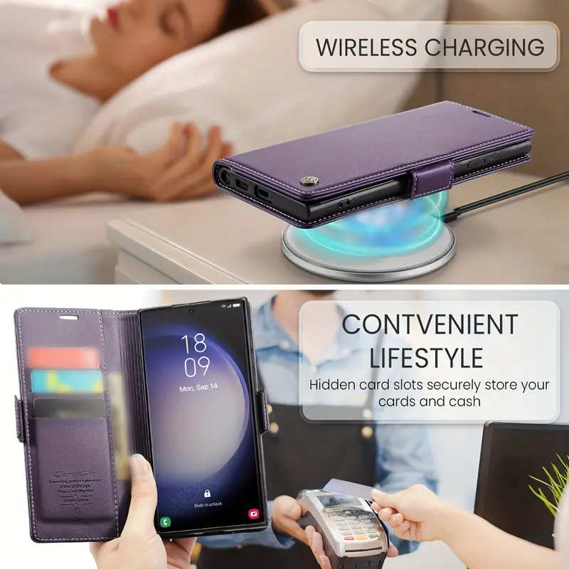 for samsung galaxy s23 s22 s21 s20 ultra s10 plus s21 fe case with card holder wallet case for women men with rfid blocking durable leather kickstand magnetic clasp shockproof phone case 4