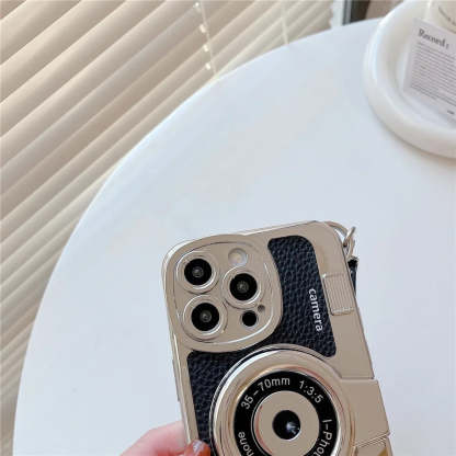 ETUI NA TELEFON Z KAMEREM GRAFICZNYM 3D RETRO PU SKÓRZONY PASEK IPHONE