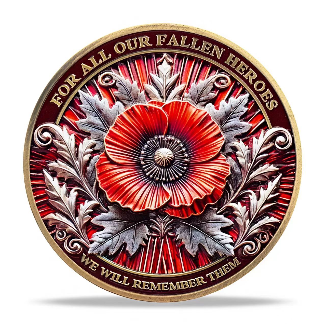 Poppy Remembrance Military Challenge Coin | Honor Fallen Heroes, Uphol