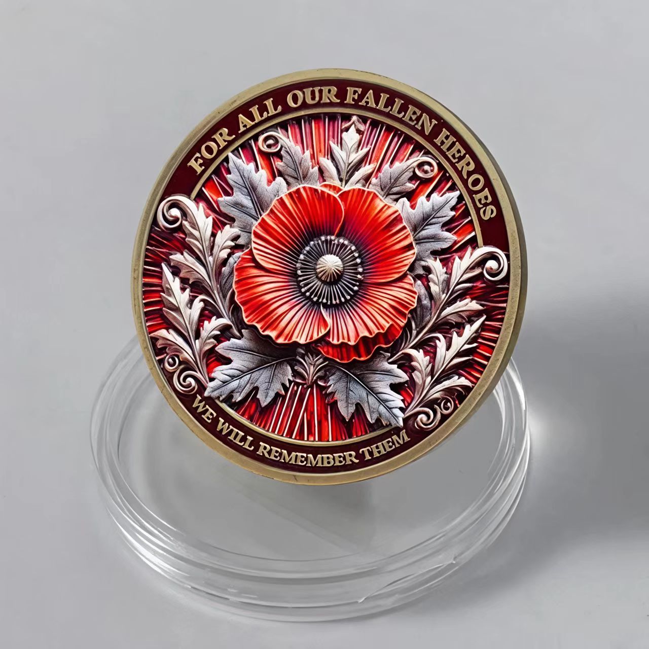 Poppy Remembrance Military Challenge Coin | Honor Fallen Heroes, Uphold “Lest We Forget” Legacy