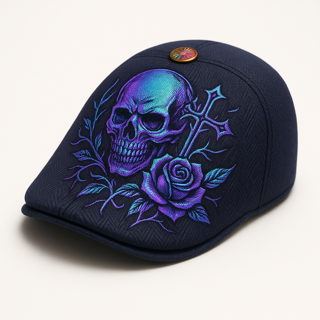 Skull & Thorn Flat Cap