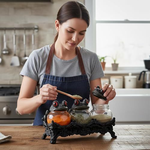 🧙Last Day 49% Off🐸Handcrafted Witchy Frog Apothecary Spice Jars