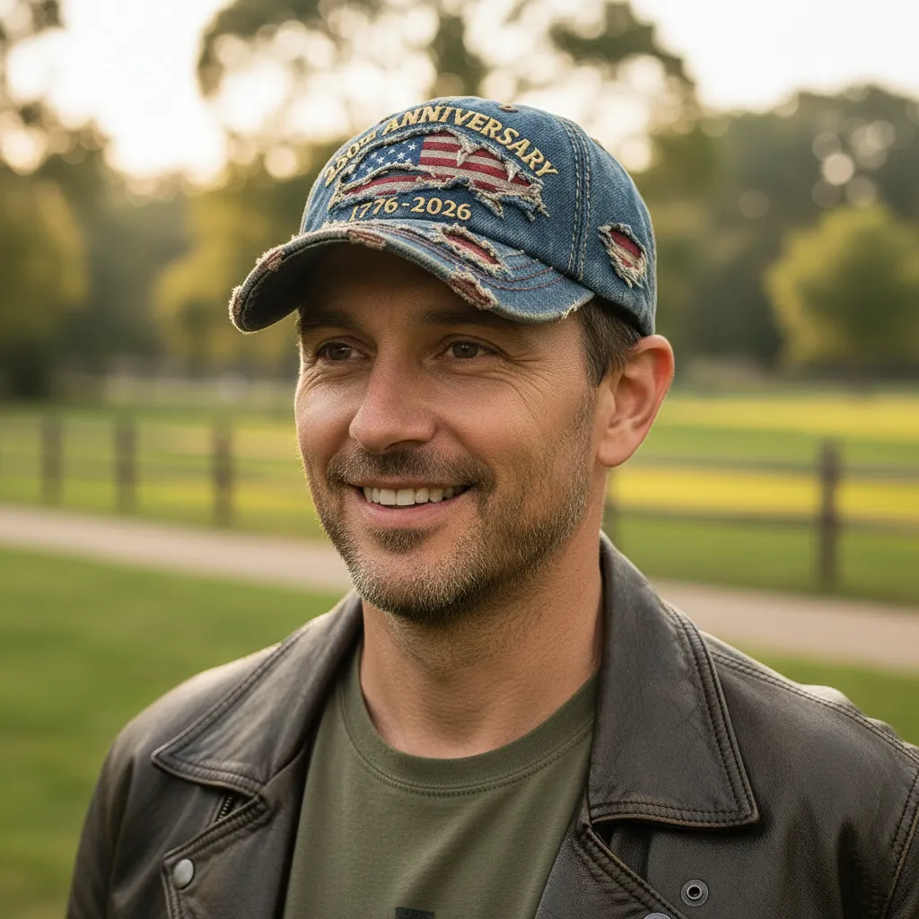 250th US Anniversary Distressed Denim Hat – Wear 1776-2026 Pride