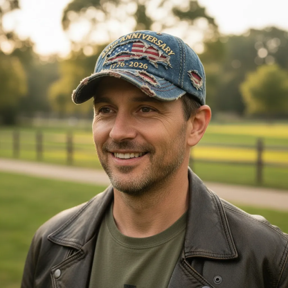 250th US Anniversary Distressed Denim Hat – Wear 1776-2026 Pride