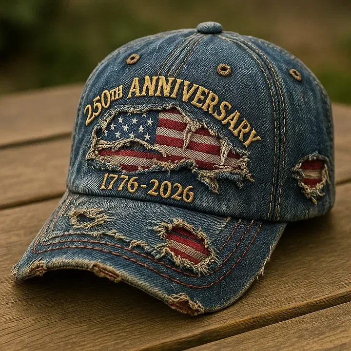 250th US Anniversary Distressed Denim Hat – Wear 1776-2026 Pride