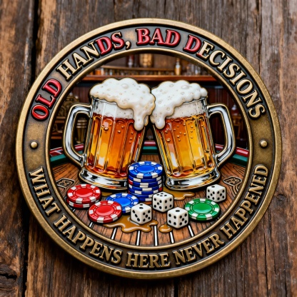 🃏Old Bastards Poker Club Coin – "He Never Folds" Table Legend Tribute 🥃