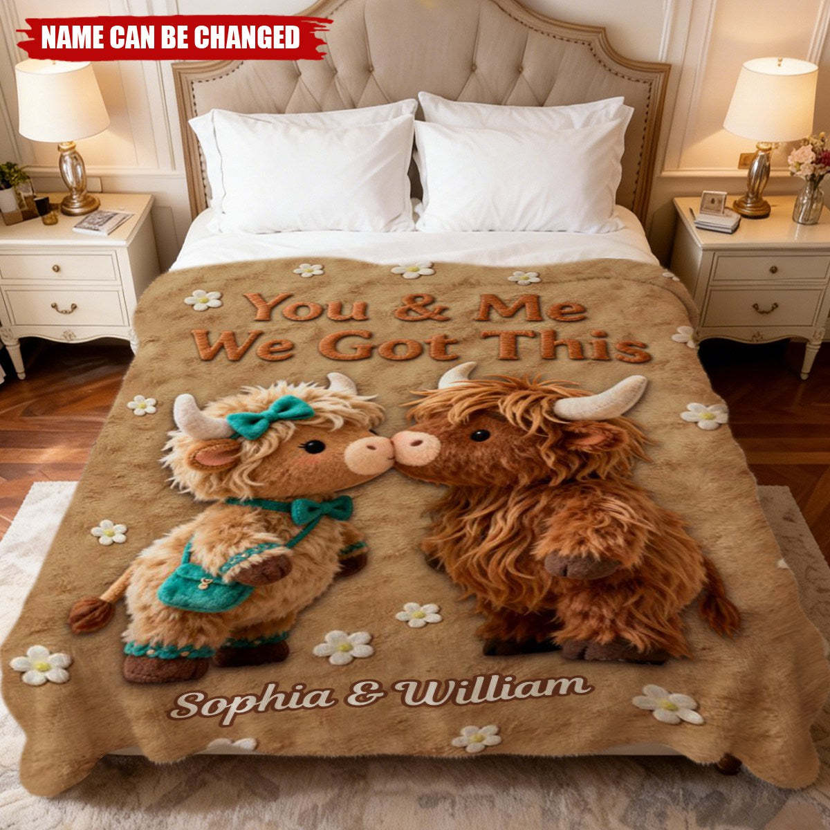 You & Me We Got This - Personalized Highland Cow Blanket