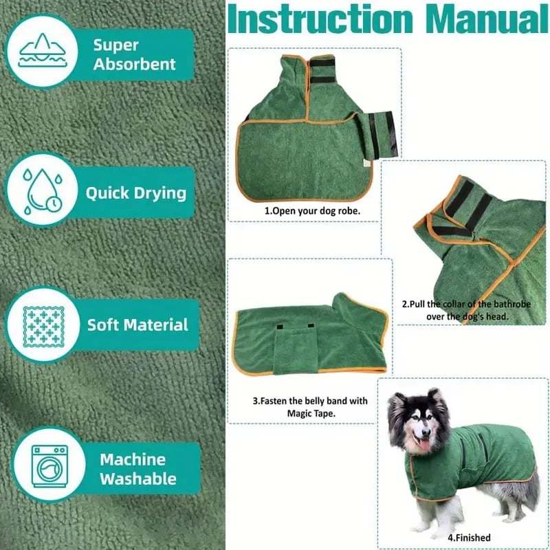 🐶💦 Super Absorbent Quick-drying Pet Dog Bathrobe🐾