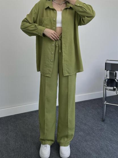 2023 Fashion Linen Shirt Set