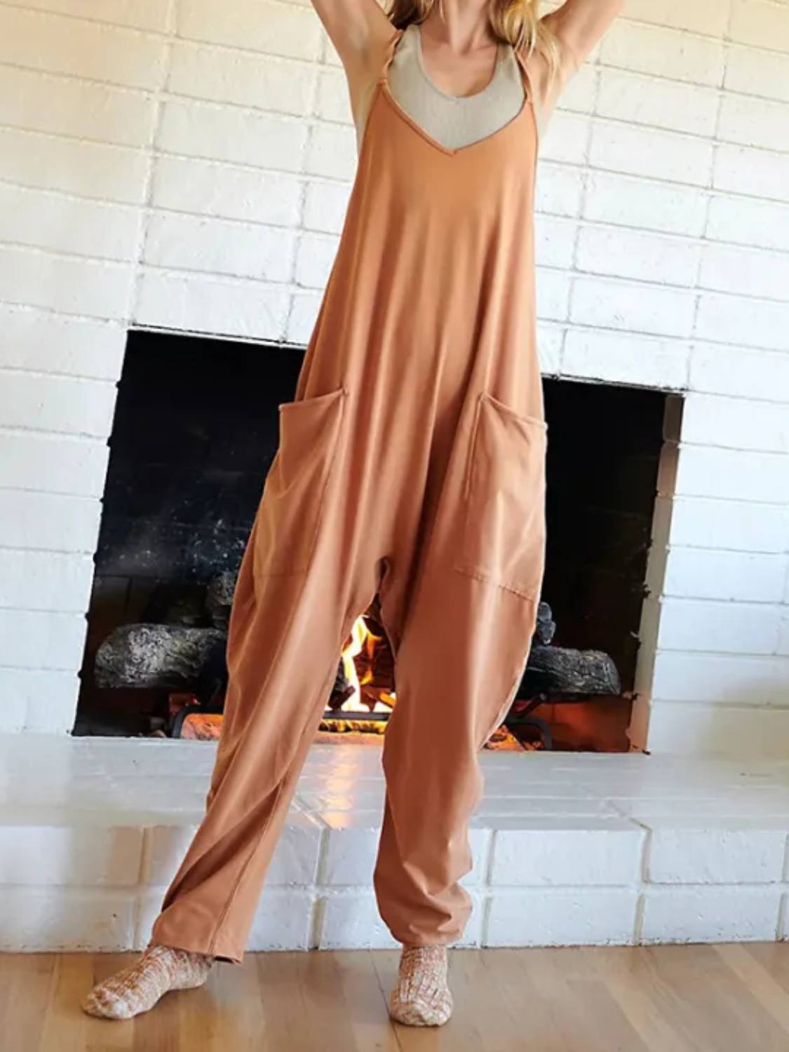 ⏰Hot Sale-Wide Leg Jumpsuit with Pockets(Buy 3 Free Shipping)