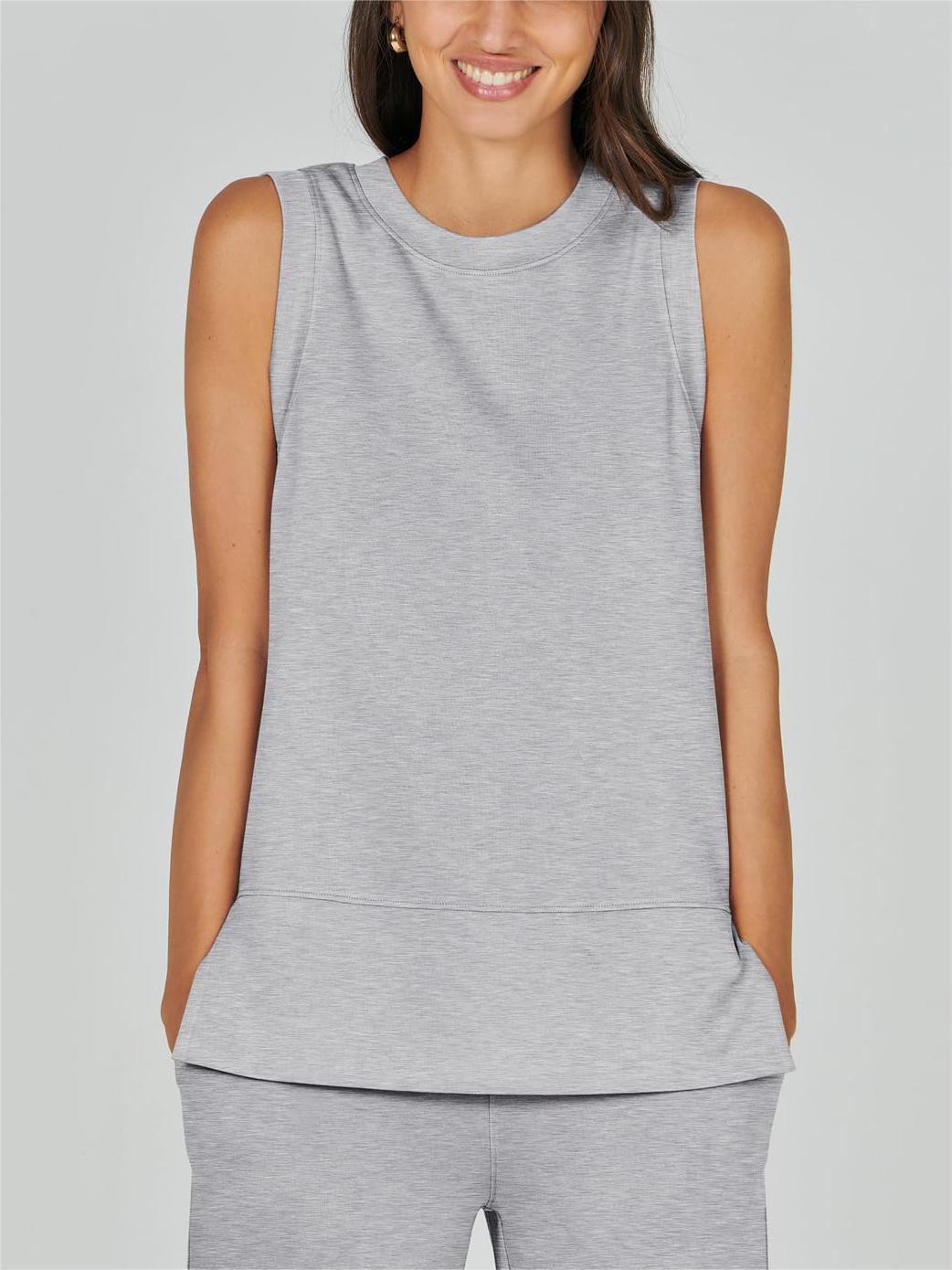 NEW🔥Women's Sleeveless Slit Hem Wide Leg Suit Casual Two Piece Set