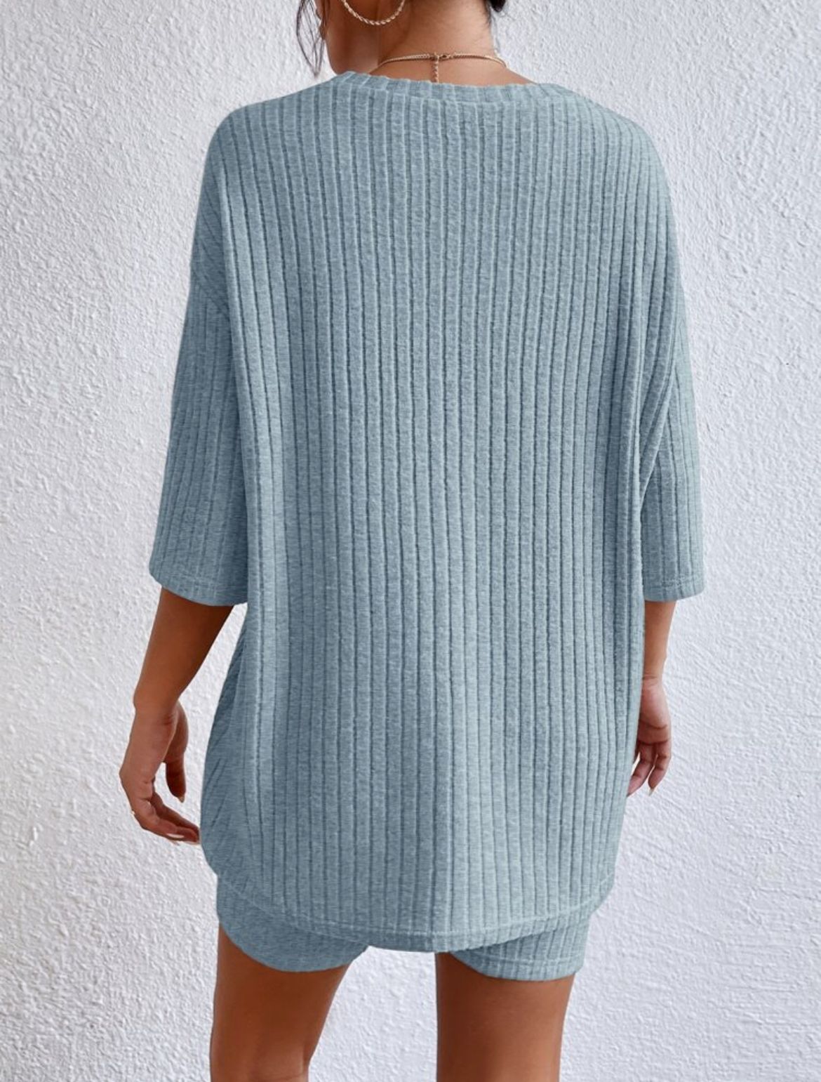 Casual Crew Neck Loose Shorts Set