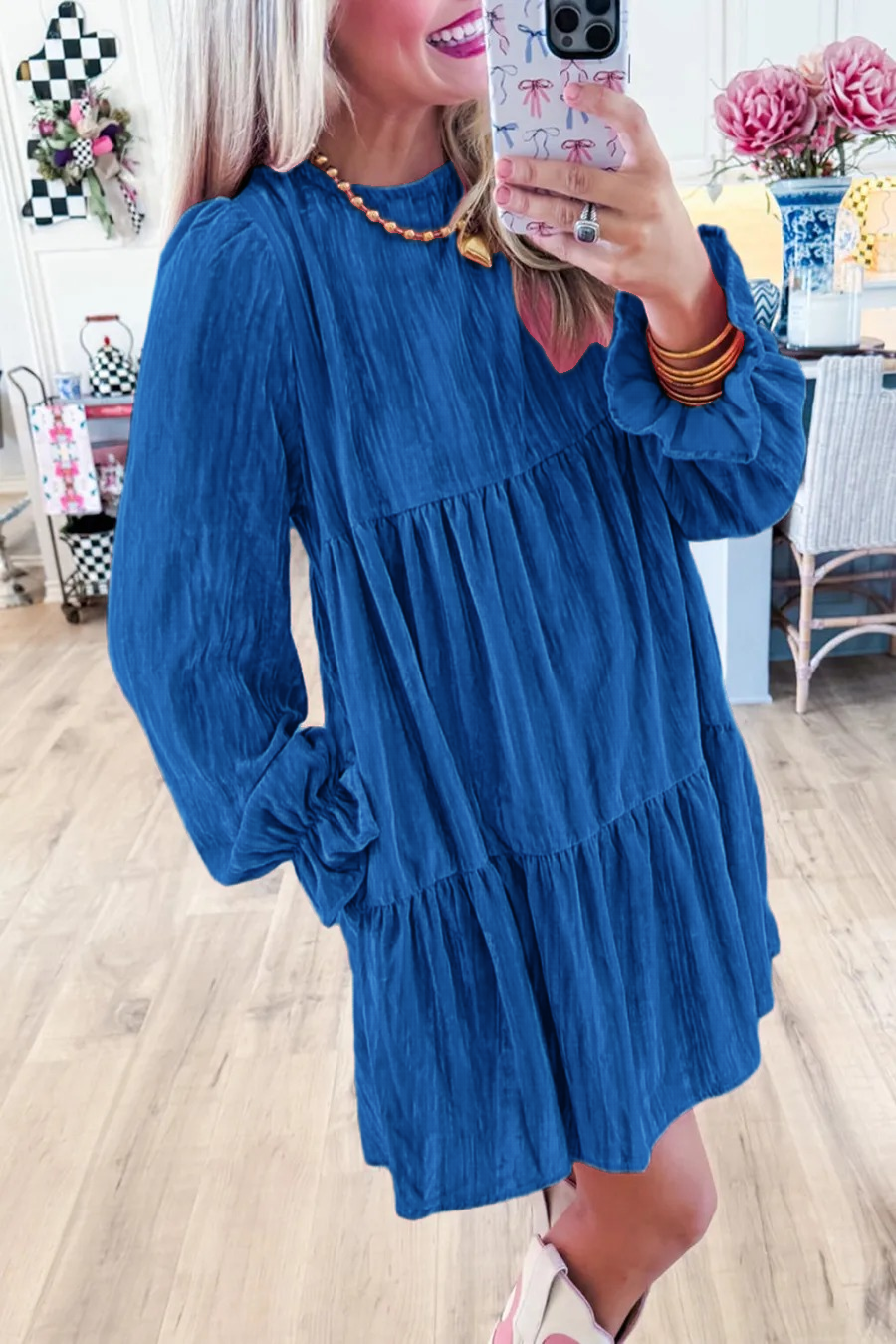 Women's Velvet Dress Gorgeous Pink Luxury Dress with Pockets(Restocking! Shipping after February 10th!)