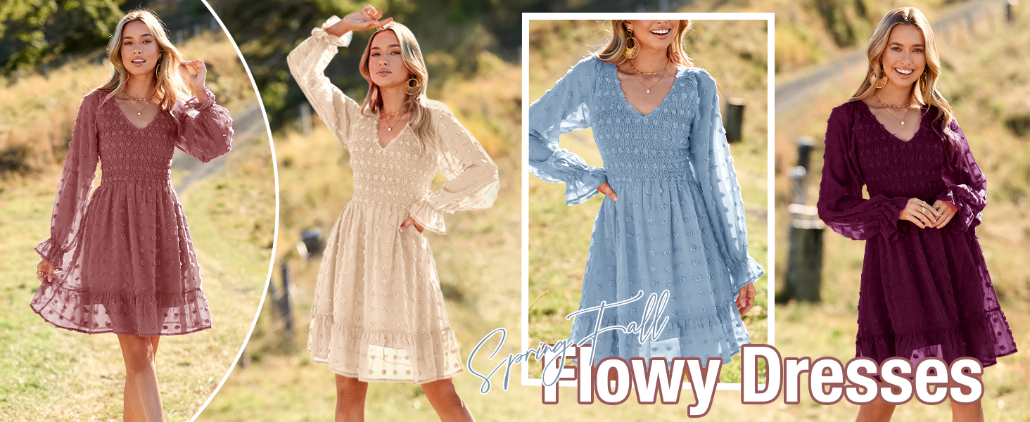 flowy short tiered dress sweiss dot smocked dresses womens v neck dress large fall dresses for women