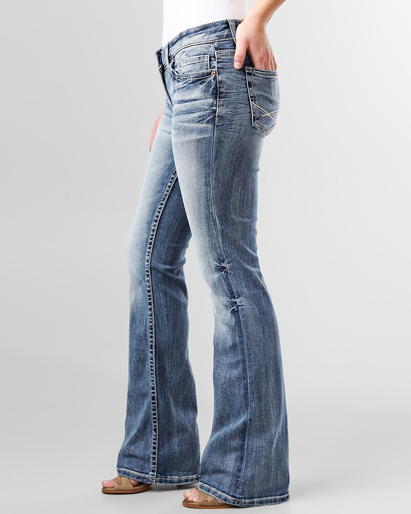 90s Vintage Embroidery Pocket Low Waist Jeans