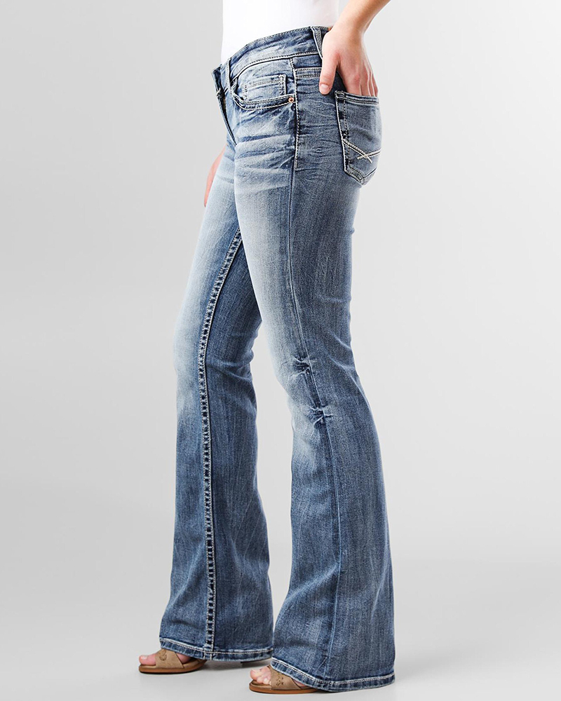 90s Vintage Embroidery Pocket Low Waist Jeans