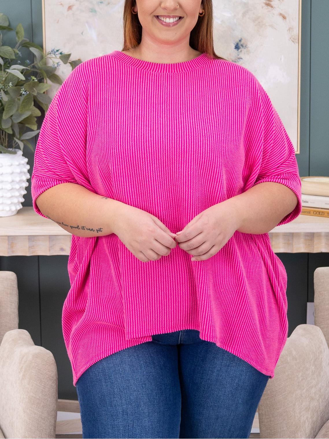 Women's Effortless Elegance Raised Rib Oversized Dolman Top