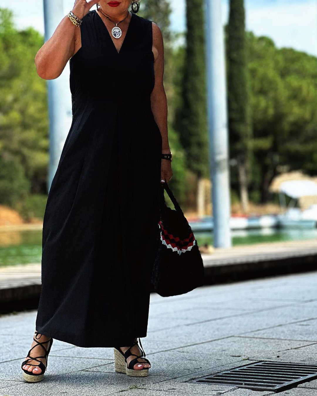 V-neck casual dress