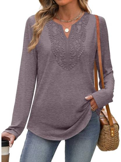Women Dressy Casual V Neck Long Sleeve Shirts Blouses