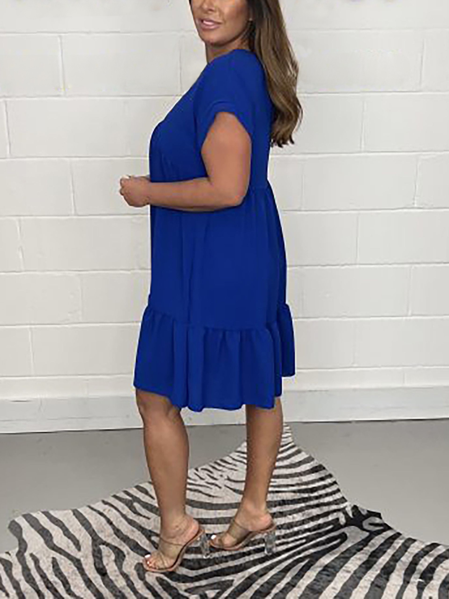 New Sage V Neck Swing Dress