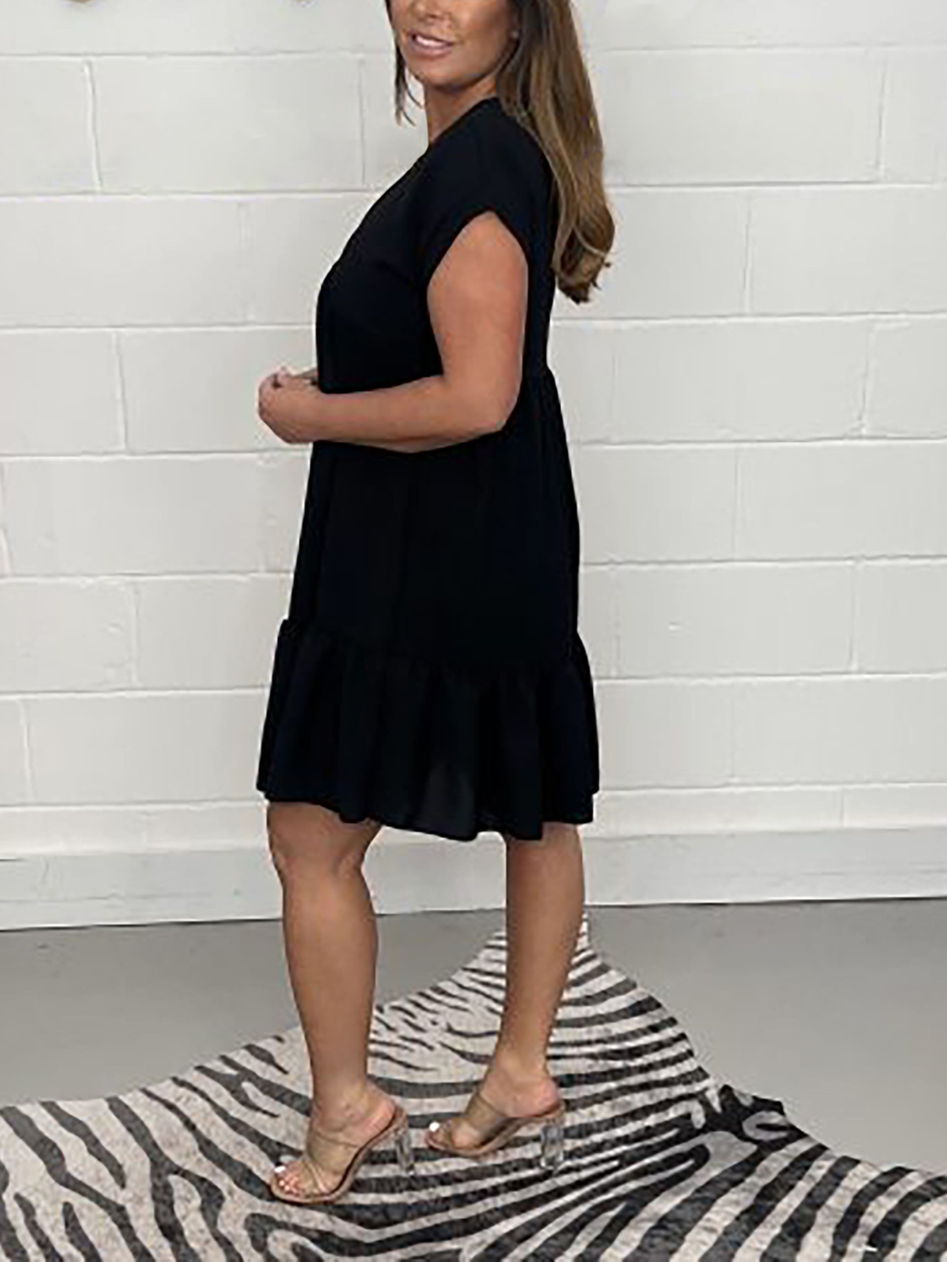 New Sage V Neck Swing Dress