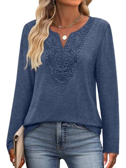 Women Dressy Casual V Neck Long Sleeve Shirts Blouses