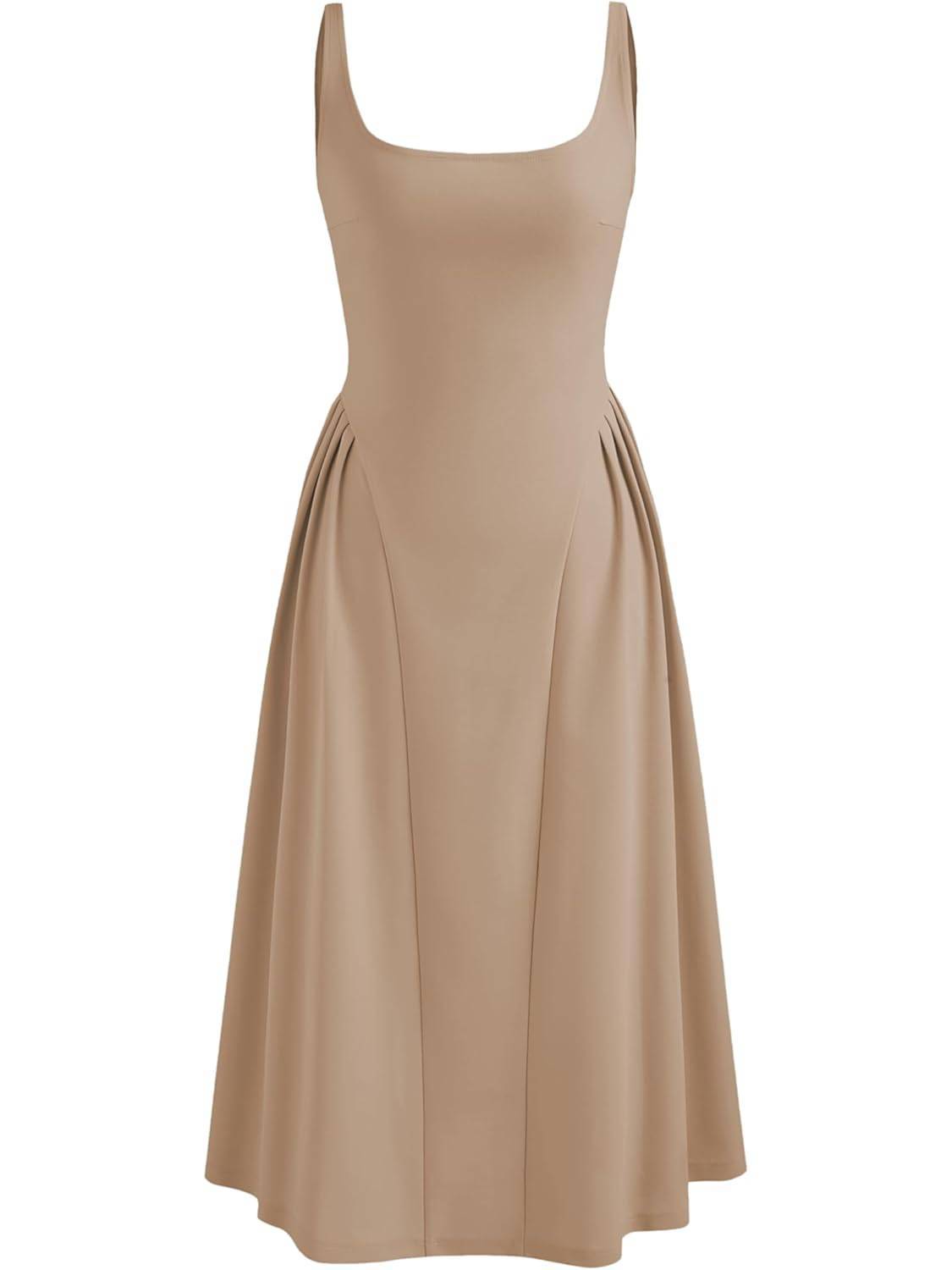 Woven Square Neck Solid Ruffle Midi Dress Curve