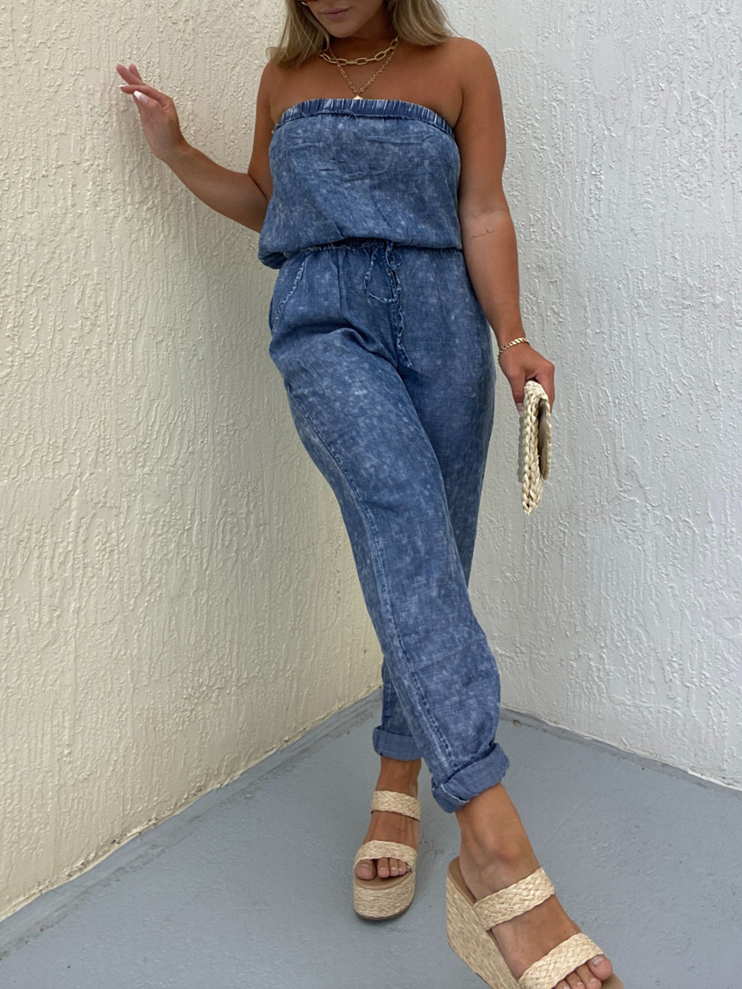 IN THE MOMENT DENIM JUMPSUIT