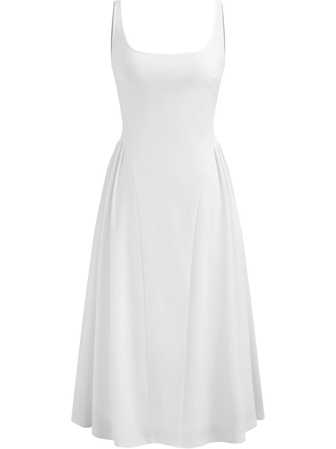 Woven Square Neck Solid Ruffle Midi Dress Curve