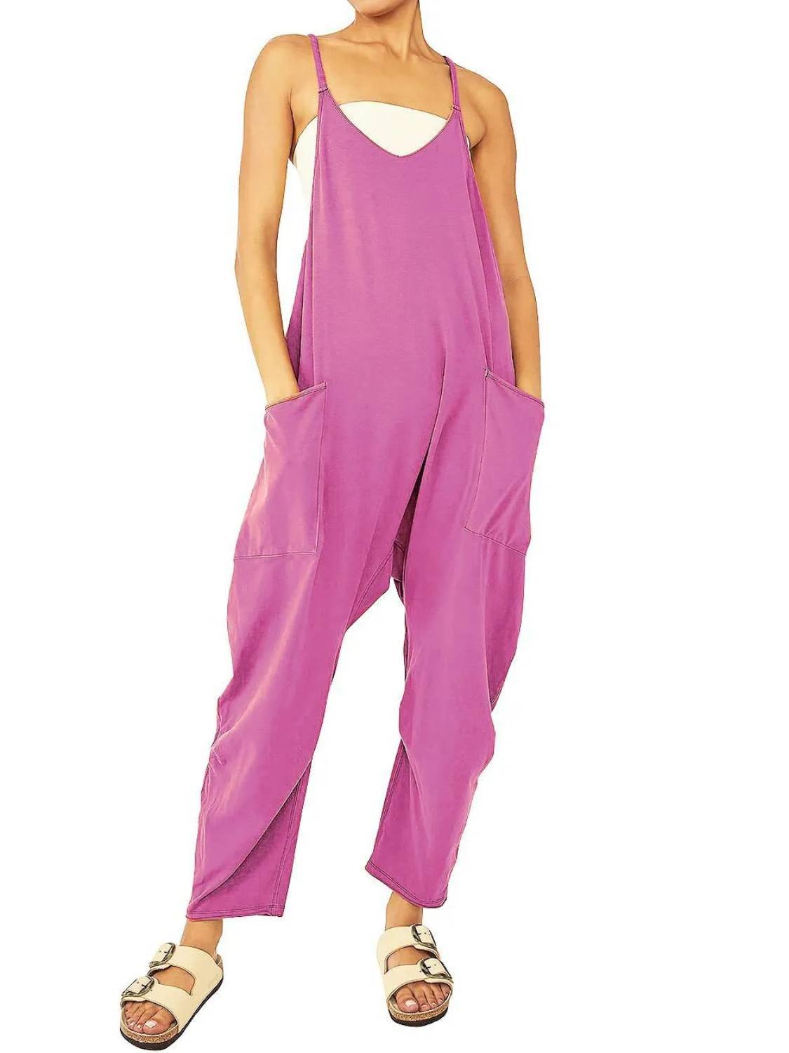 ⏰Hot Sale-Wide Leg Jumpsuit with Pockets(Buy 3 Free Shipping)