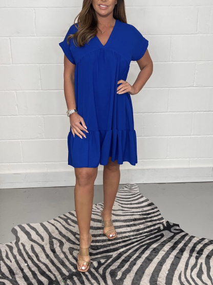 New Sage V Neck Swing Dress