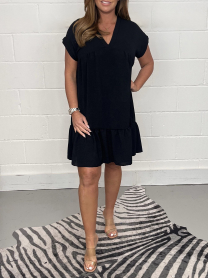 New Sage V Neck Swing Dress