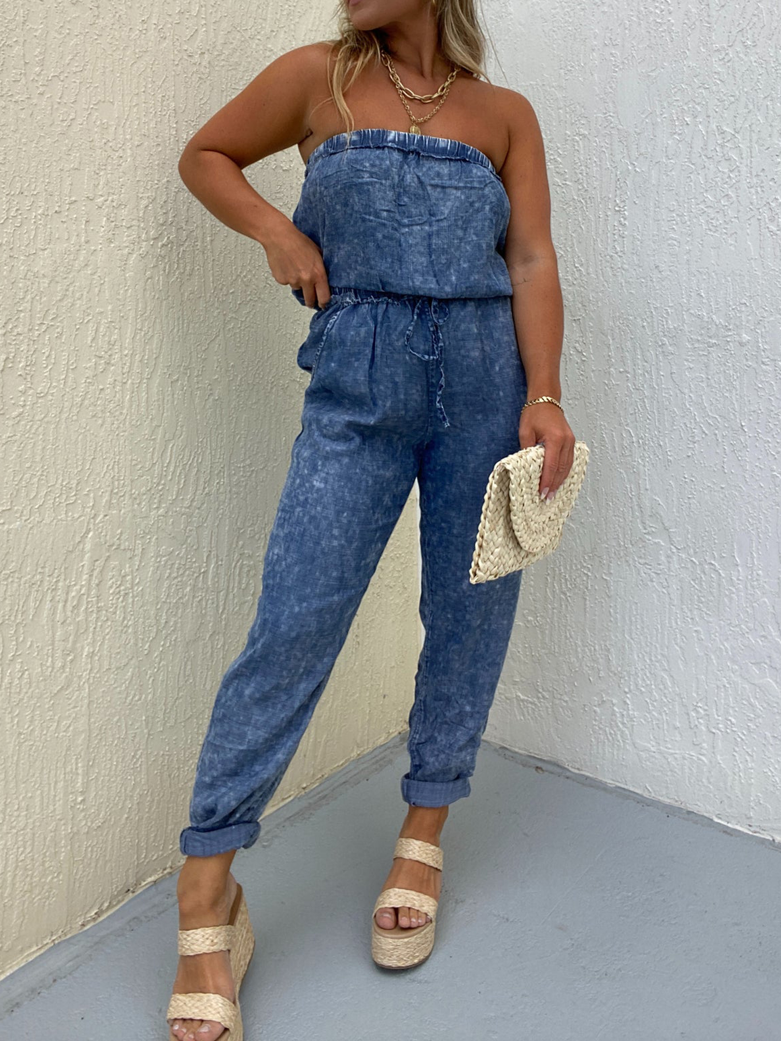 IN THE MOMENT DENIM JUMPSUIT