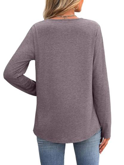 Women Dressy Casual V Neck Long Sleeve Shirts Blouses