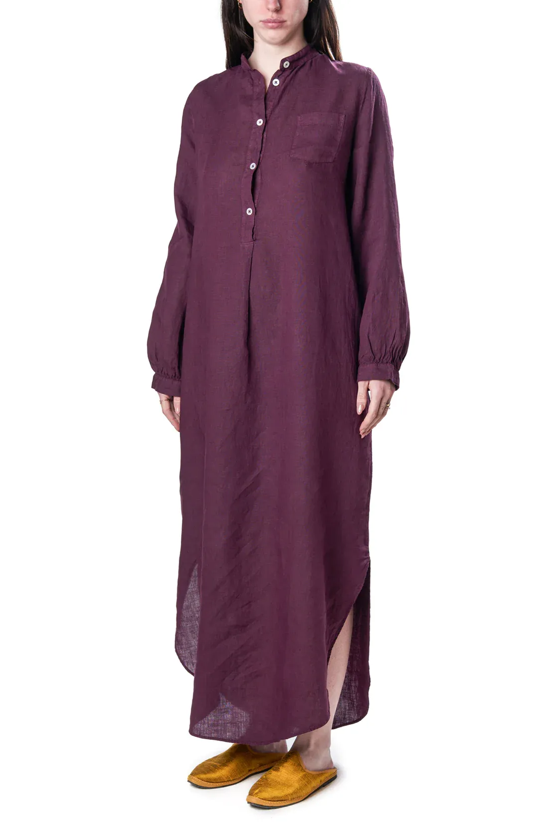 COTTON AND LINEN LOOSE SHIRT DRESS