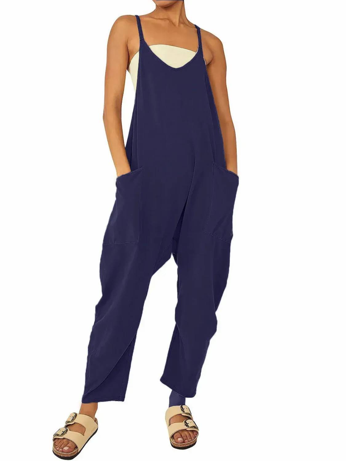 ⏰Hot Sale-Wide Leg Jumpsuit with Pockets(Buy 3 Free Shipping)