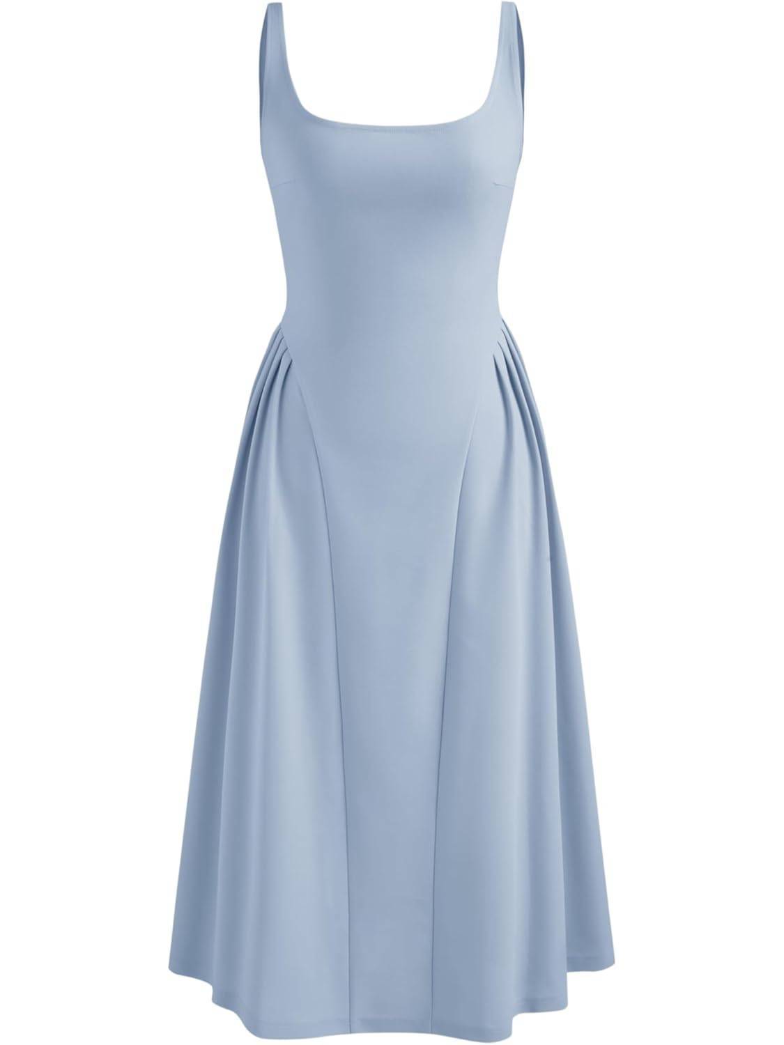 Woven Square Neck Solid Ruffle Midi Dress Curve