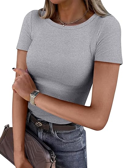 Essential Ribbed Knit Slim Fit T-Shirt  (BUY 3 FREE SHIPPING!!!)
