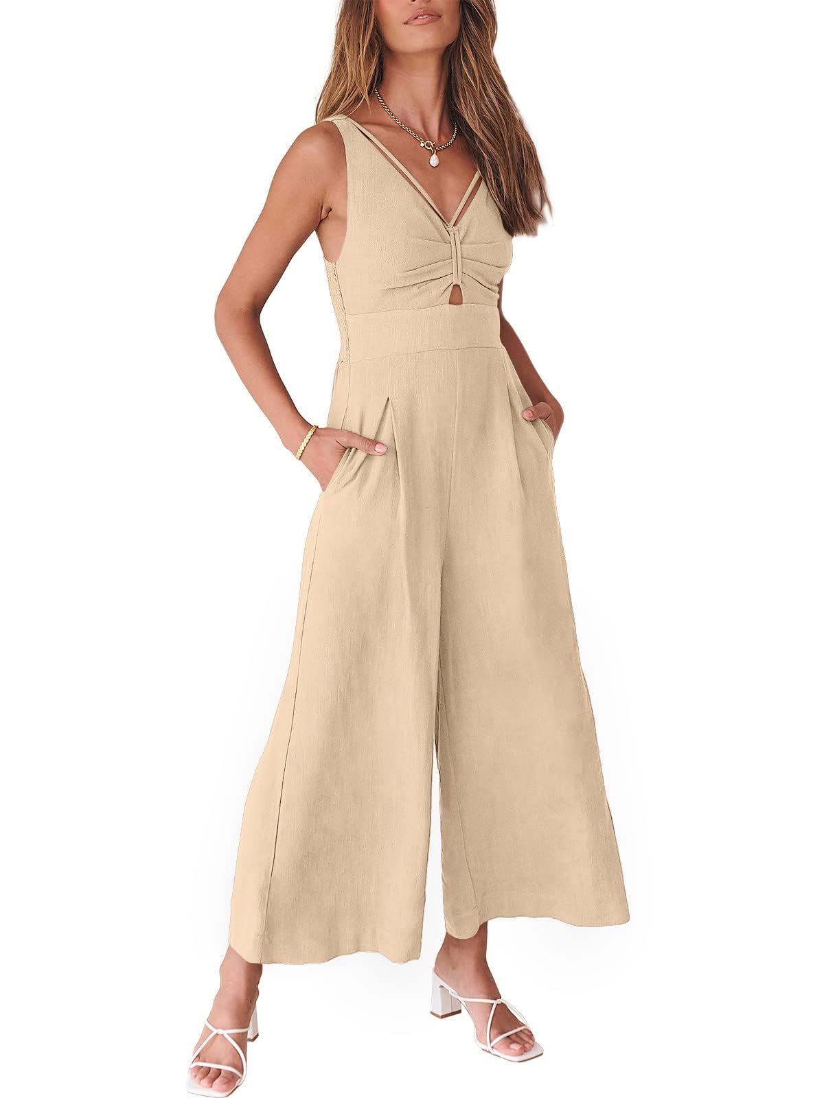 🔥2024 Hot Sale 🔥V NECK SMOCKED CUTOUT HIGH WAIST ROMPERS-hivebabe.com