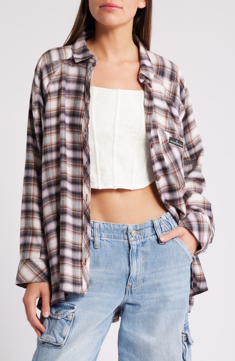 Plaid Oversize Flannel Button-Up Shirt(Buy 2 Free Shipping)