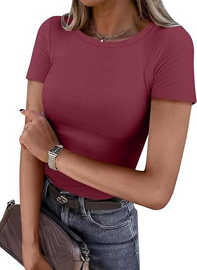 Essential Ribbed Knit Slim Fit T-Shirt  (BUY 3 FREE SHIPPING!!!)