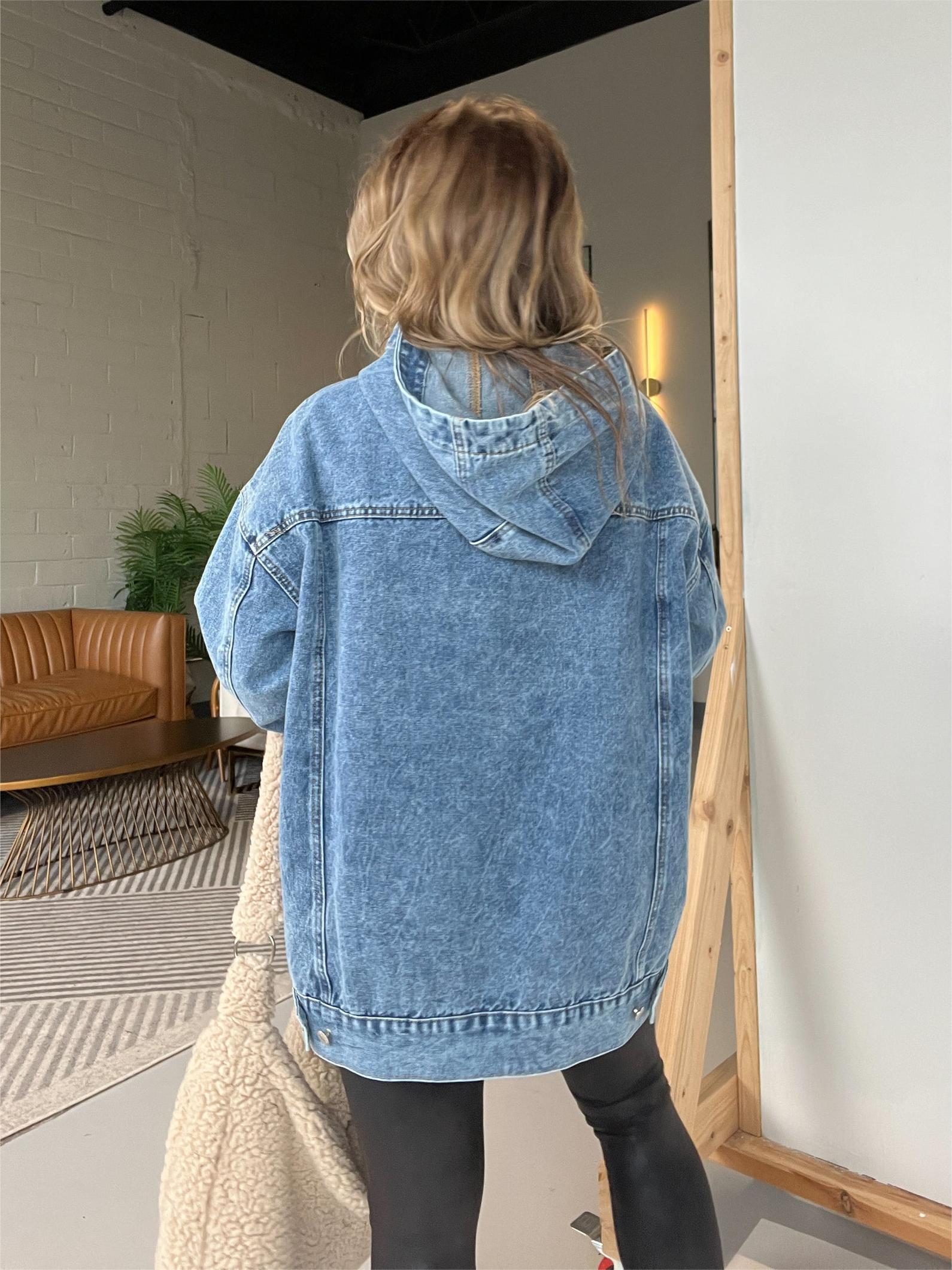 DENIM HOODED SWEATSHIRT WITH FRONT POCKETS (BUY 2 10% OFF)