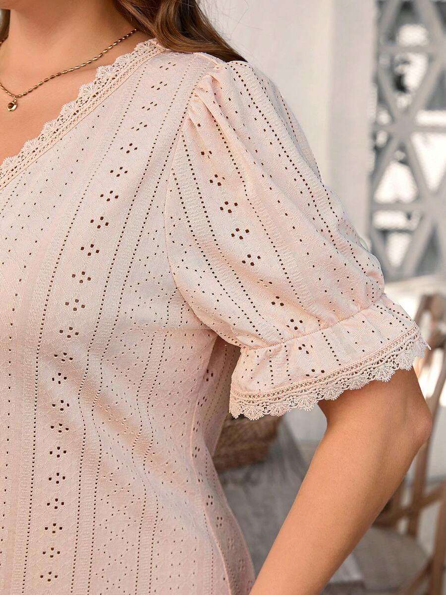 Womens Casual V Neck Hollow Pattern Dress(Buy 2 Free Shipping)
