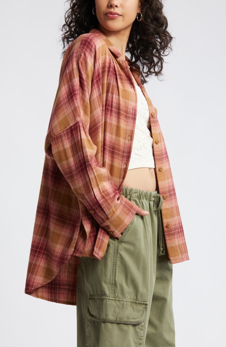 Plaid Oversize Flannel Button-Up Shirt(Buy 2 Free Shipping)