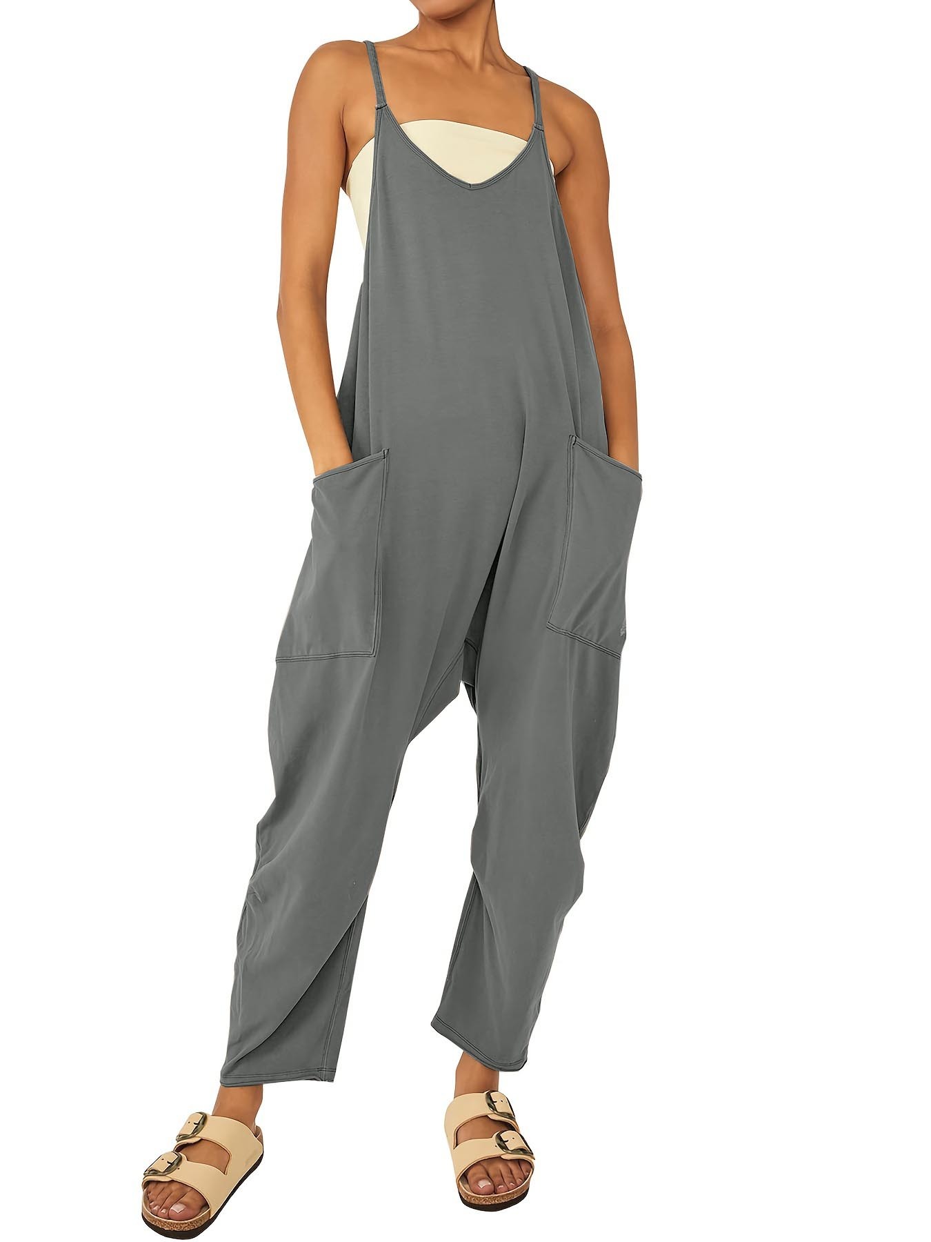 ⏰Hot Sale-Wide Leg Jumpsuit with Pockets(Buy 3 Free Shipping)